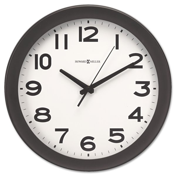 Howard Miller Kenwick Wall Clock, 13.5" Diameter, Black Case, 1 AA (sold separately) 625-485